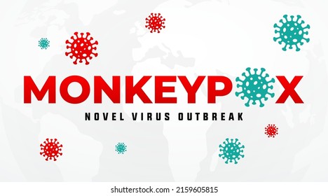 Pancarta del virus de la monopox para la sensibilización y alerta contra la propagación de la enfermedad, síntomas o precauciones. Diseño de la pandemia del virus de la gripe porcina en monos 
