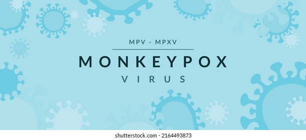 Pancarta del virus de la varicela de Monkeypox para la sensibilización y la alerta contra la propagación de la enfermedad, pandemia de brotes del virus de la varicela de los monos, pandemia de los animales a los seres humanos. Concepto médico y de salud. Fondo del virus de la monografía