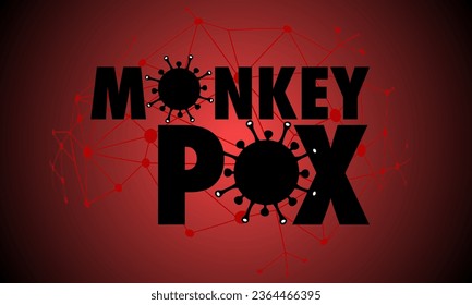 Monkeypox virus banner virus outbreak pandemic design with microscopic view background. Vector illustration 