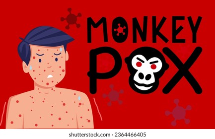 Monkeypox virus banner virus outbreak pandemic design with microscopic view background. Vector illustration 