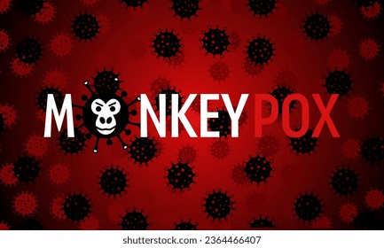 Monkeypox virus banner virus outbreak pandemic design with microscopic view background. Vector illustration 