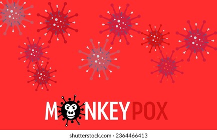 Monkeypox virus banner virus outbreak pandemic design with microscopic view background. Vector illustration 
