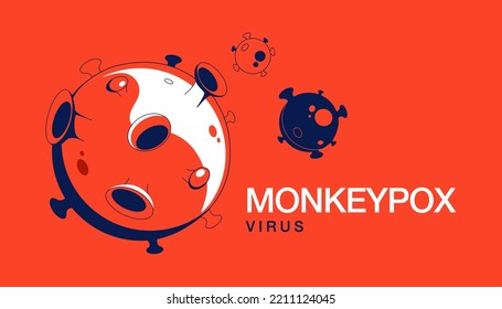 Monkeypox-Virus-Zellen Ausbruch medizinischen Banner. Monkeypox-Viruszellen auf weißem Hintergrund. Affenpocken, mikrobiologischer Vektorhintergrund. Vektor EPS10