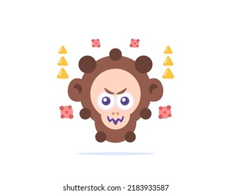 Monkeypox-Virus. Epidemie einer Krankheit. monkeypox Falldaten nehmen zu. Affenvirus-Charakter. Cartoons. Illusionskonzept