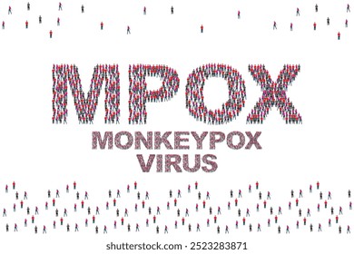 Monkeypox virus,
Group of people with MPOX text isolated on white background.