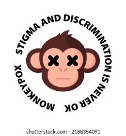 Monkeypox Virus Icon. Stigma And Discriminations Is Never Ok. New Outbreak Cases In Europe And USA. Vector Cartoon Isolated Illustration.