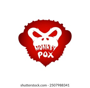 Monkeypox virus infection warning sign. Monkey pox disease outbreak epidemic from primates to humans symbol. Mpox danger and public health epidemic risk medical eps icon. MPV MPVX dangerous pandemic