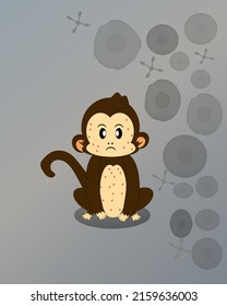 monkeypox virus, infectious smallpox in monkey, element cell virus, gray background