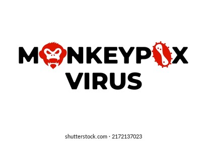 Concepto de inscripción del virus de la monodosis. Grabación de brotes de la enfermedad de la varicela con cabeza de primate e icono de infección. Afiche médico sobre el riesgo de epidemia de peligro y salud pública. MPV Pandémica peligrosa MPVX. Eps