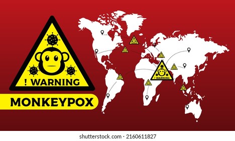 Monkeypox virus, MPX. Virus spreads all over the world. Vector illustration. monkey head vector.