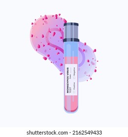 Monkeypox virus (MPXV) vector illustration Blood sample tube for Monkeypox virus test. Monkeypox virus zoonotic viral disease 
