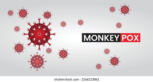 Monkeypox virus outbreak medical banner. Monkeypox virus cells on white sciense background.