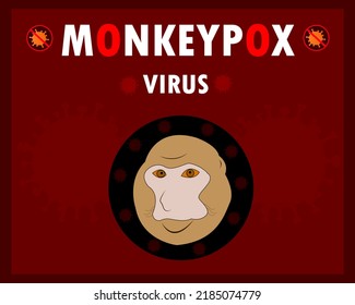 Diseño de afiches del virus de la monopox con vector de la cara del mono. La varicela es una enfermedad zoonótica viral. Brote de virus de la varicela Concepto médico. eps10. 