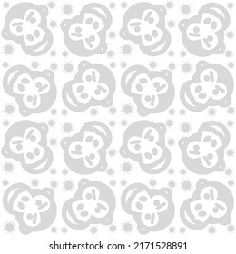 Monkeypox virus seamless pattern. Angry gorilla face repeating vector background. Health monkey pox medical emergency. Viral dangerous smallpox infection. Medical symptoms, orthopox awareness