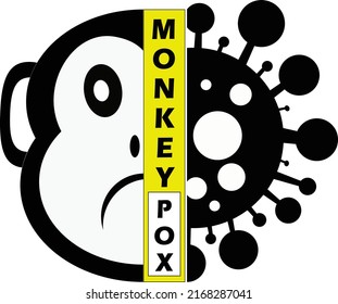 Monkeypox or monkeypox virus. Smallpox virus belongs to the genus Orthopoxvirus of the family Poxviridae. infection.  Vector symbol of the monkey's head and the virus