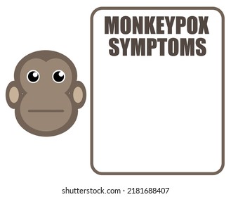 Symptome des Monkeypox-Virus. Chalkboard auf weißem Hintergrund, um die Symptome der Monkeypox zu füllen. Vektorgrafik einzeln auf weißem Hintergrund.