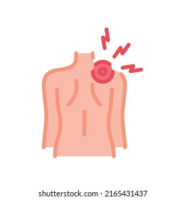 Monkeypox virus symptoms icon. Backache. Simple filled outline style symbol. Flat vector illustration isolated on white background. EPS 10.