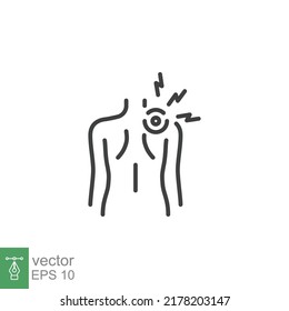 Monkeypox virus symptoms icon. Backache. Simple outline style symbol. Thin line vector illustration isolated on white background. EPS 10.