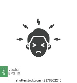 Monkeypox virus symptoms icon. Headache. Simple solid style symbol. Glyph vector illustration isolated on white background. EPS 10.