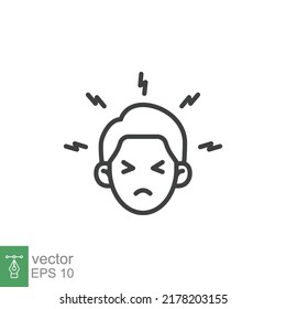Monkeypox virus symptoms icon. Headache. Simple outline style symbol. Thin line vector illustration isolated on white background. EPS 10.