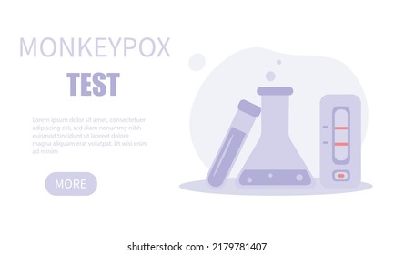 Monkeypox virus test webpage illustration for medical clinique and service design. Monkeypox outbreak template.