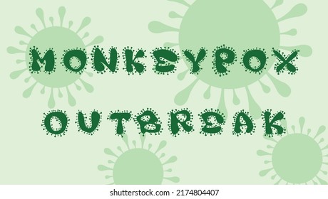 Monkeypox virus text lettering illustration on green background.
Monkeypox outbreak concept by world health organization.