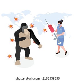 Monkeypox virus vaccination isometric 3d vector illustration concept for banner, website, illustration, landing page, flyer, etc.