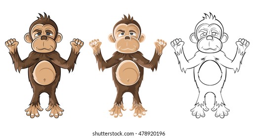monkeys with arms raised