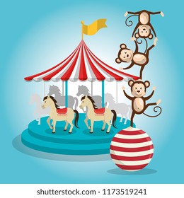 monkeys and carousel circus show