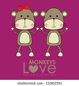 monkeys design over purple background vector illustration 