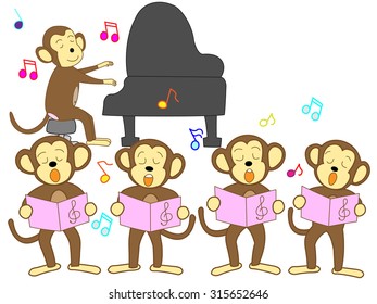 Monkeys doing a chorus at a music presentation