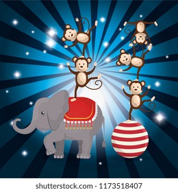 monkeys and elephant circus show