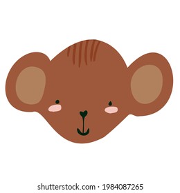 The monkey's face is brown. a monkey for decorating a children's room, banners, and postcards.