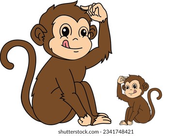 Monkeys isolated on white background vector illustration.