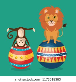 monkeys and lion circus show