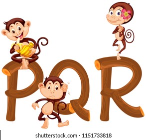 Monkeys on english alphabet illustration