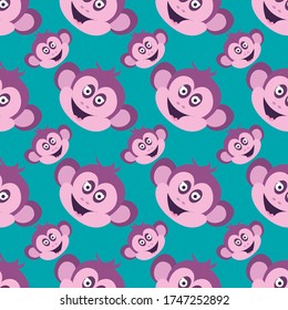 Monkeys pattern , illustration, vector on white background