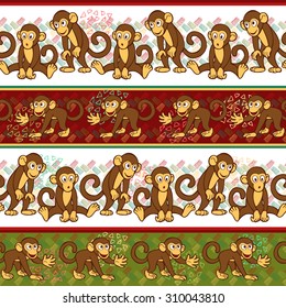 Monkeys pattern. Vector art.