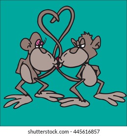 Monkeys pattern vector seamless background, for wrapping paper, greeting cards, posters, invitation, wedding and Valentines cards.