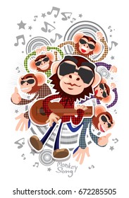 Monkeys playing music.