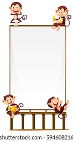 Monkeys playing on a sign