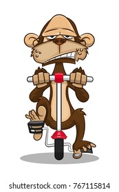 Monkeys riding bikes cartoon vector