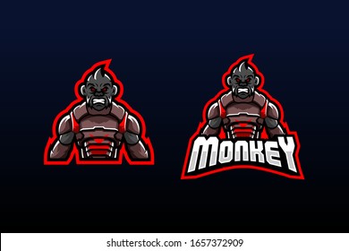 monkeys in robotic clothes, like knights and displaying a fierce face ready to fight suitable for team logo or esport logo  and mascot logo, or tshirt design