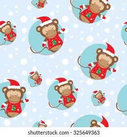 Monkeys . Seamless background . Symbol of the year . New Year Christmas.