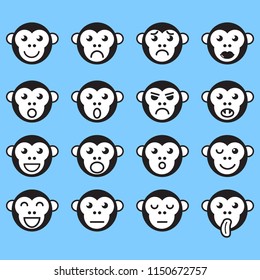 Monkeys set icons. Vector illustration.