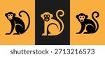 Monkeys in silhouette icon logo design vector template