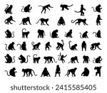 Monkeys silhouette vector art white background