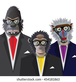 Monkeys in suits - vector illustration