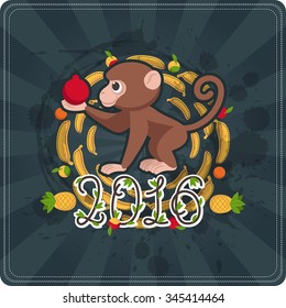 Monkeys. Vector art.