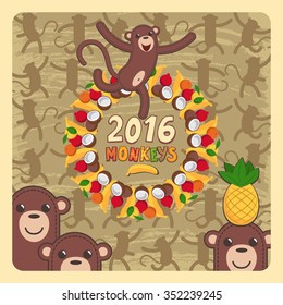 Monkeys. Vector background for design.